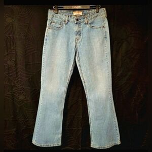 Vtg Y2K Levi Strauss med wash denim low rise flared boot cut jeans 10 short